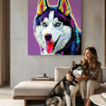 Pop art dog portrait on canvas created from customer photo