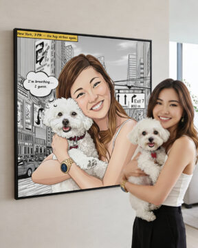 Personalized dog portrait with custom design – Comic City Style 1.1