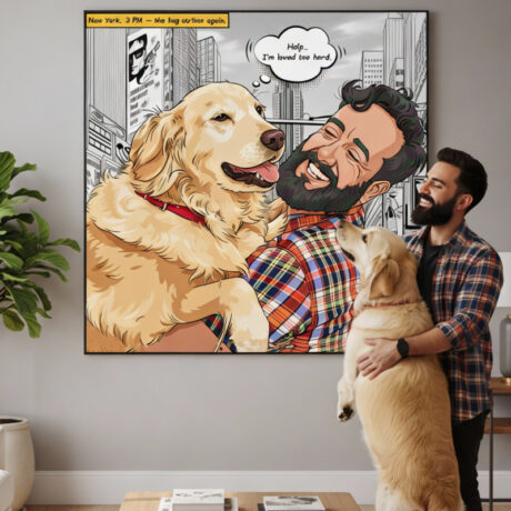 Personalized dog portrait with custom design – Comic City Style 5.1