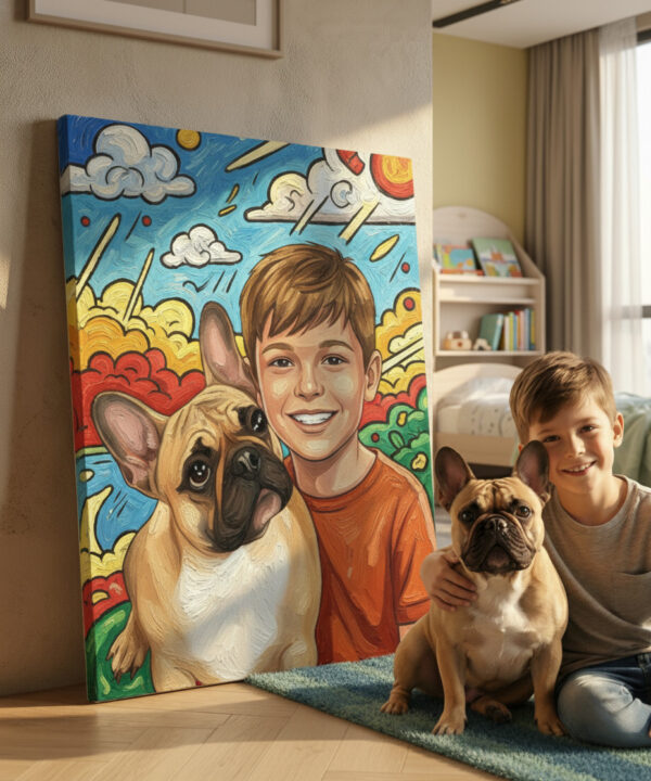 Personalized dog portrait with custom design – Comic Style 7.1