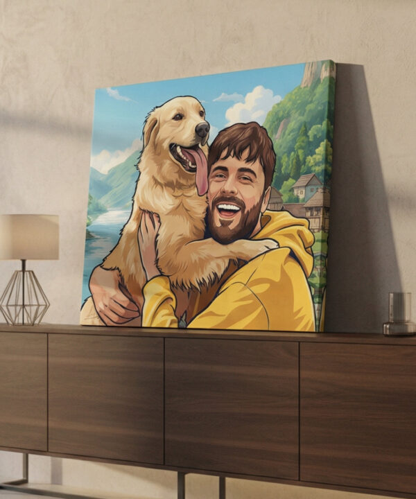 Personalized dog portrait with custom design – Comic style 3.1