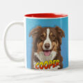 Personalized dog mug with custom pet portrait in comic style