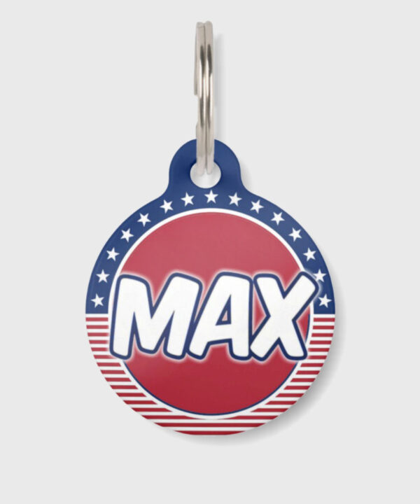 Custom pet tag with dog name and phone number for lost pet safety