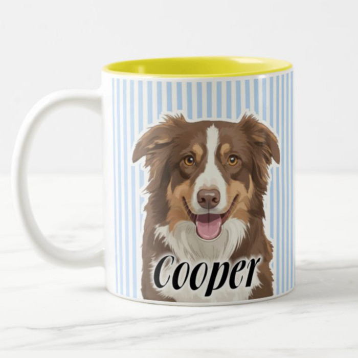 colie hampt glowna Custom dog mug with pet portrait and pet name – personalized gift