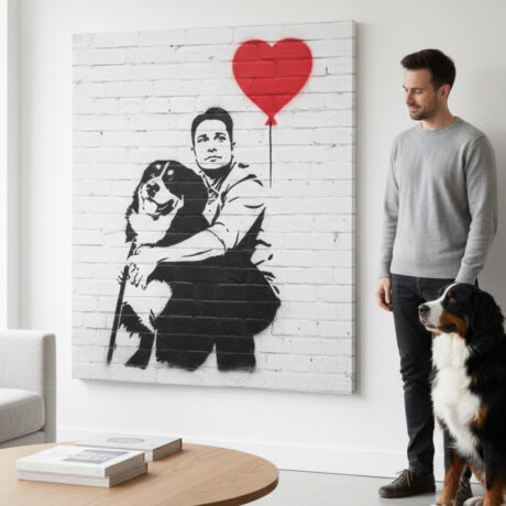 Personalized dog portrait with custom design – Banksy Style 1.1