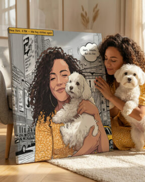 Personalized dog portrait with custom design – Comic City Style 2.1