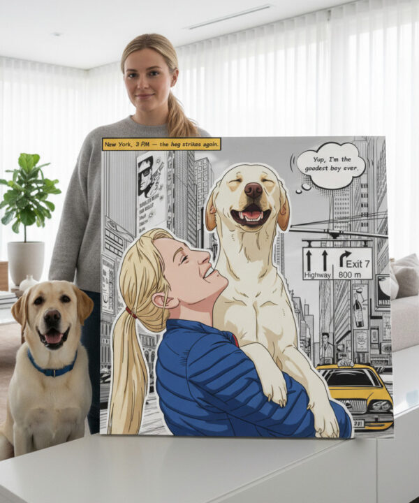 Comic City Style 3.1 Personalized dog portrait with custom design – Comic City Style 3.1